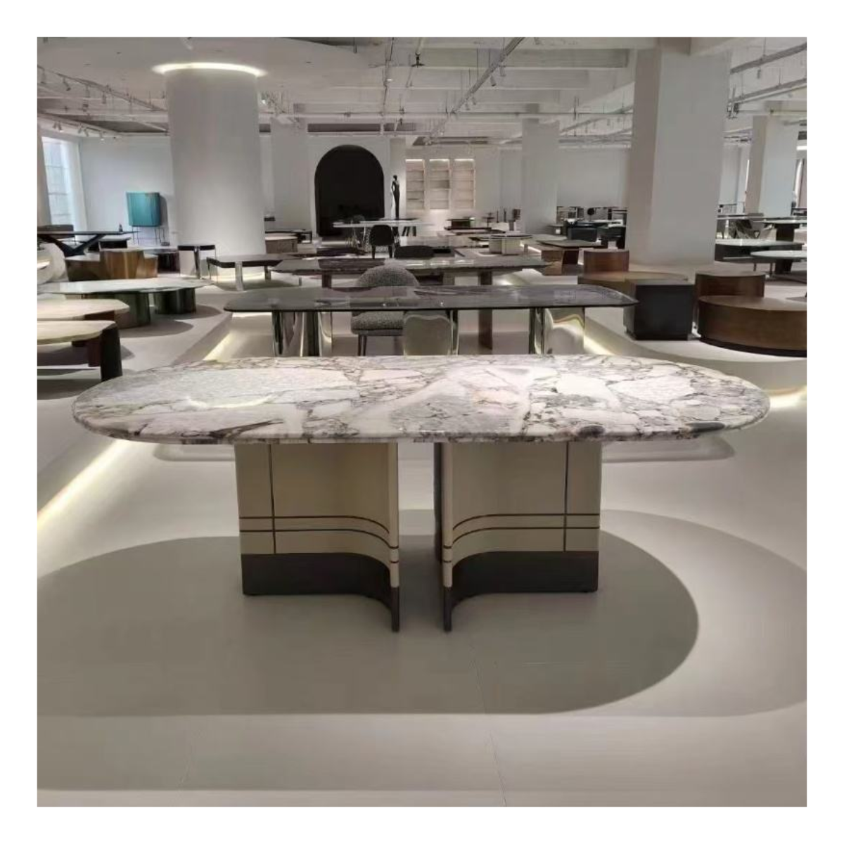 Crest Stone Twin Arch Base Dining Table